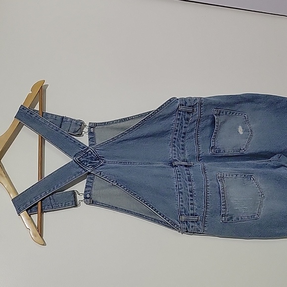Mod Ref Distressed Denim Blue Jean Bib Overalls Size Small - Picture 6 of 7